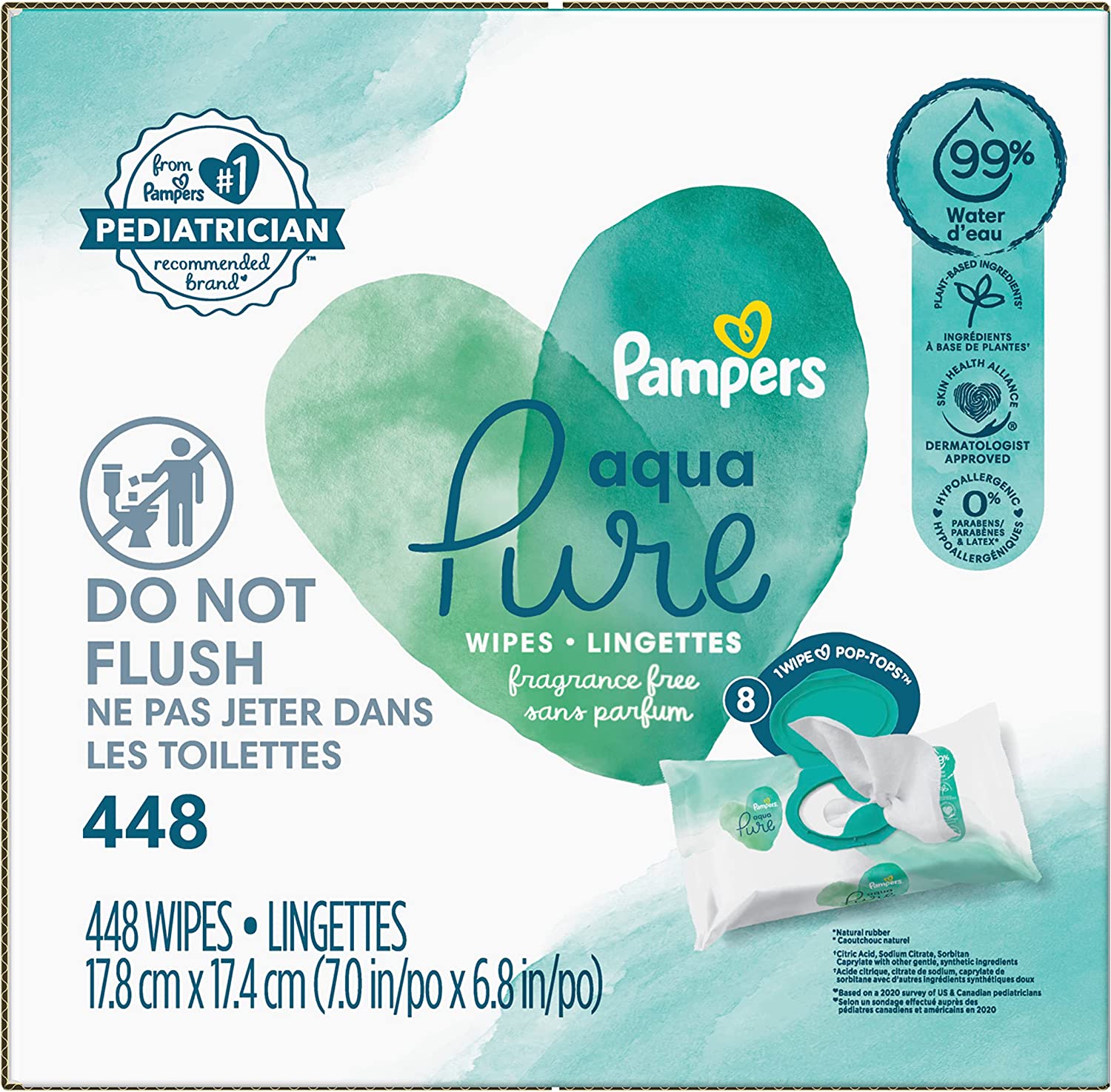 230816031637081_1 Pampers Aqua Pure Sensitive Baby Wipes 10X Pop-Top 560 Count - Image 1